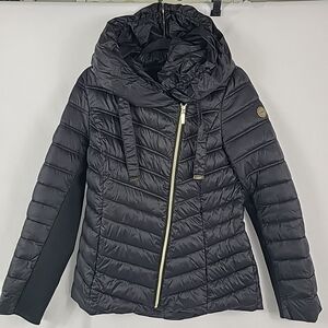 Laundry by Shelli Segal Women's Black Puffer Jacket Coat Hooded Sz S